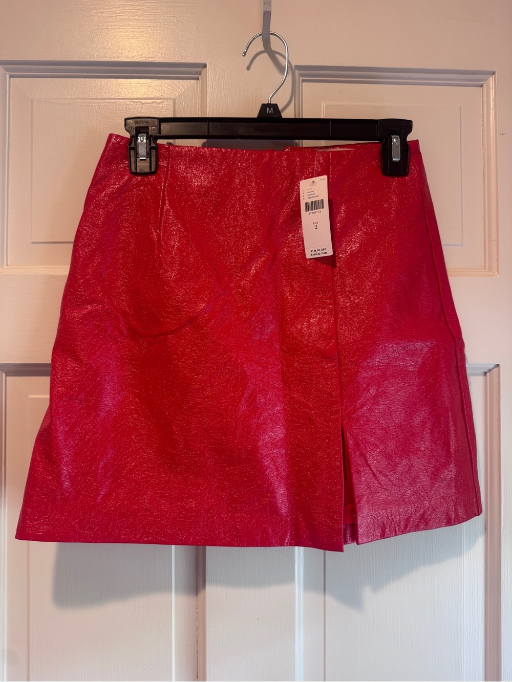 Hutch Anthropologie Red Faux Leather Mini Skirt NWT Size 2